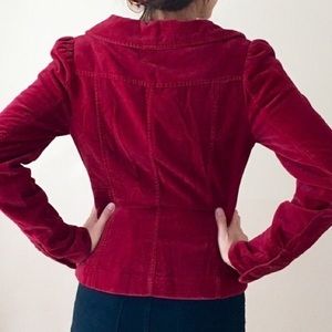 H&M Red Velvet Zip Up Blazer